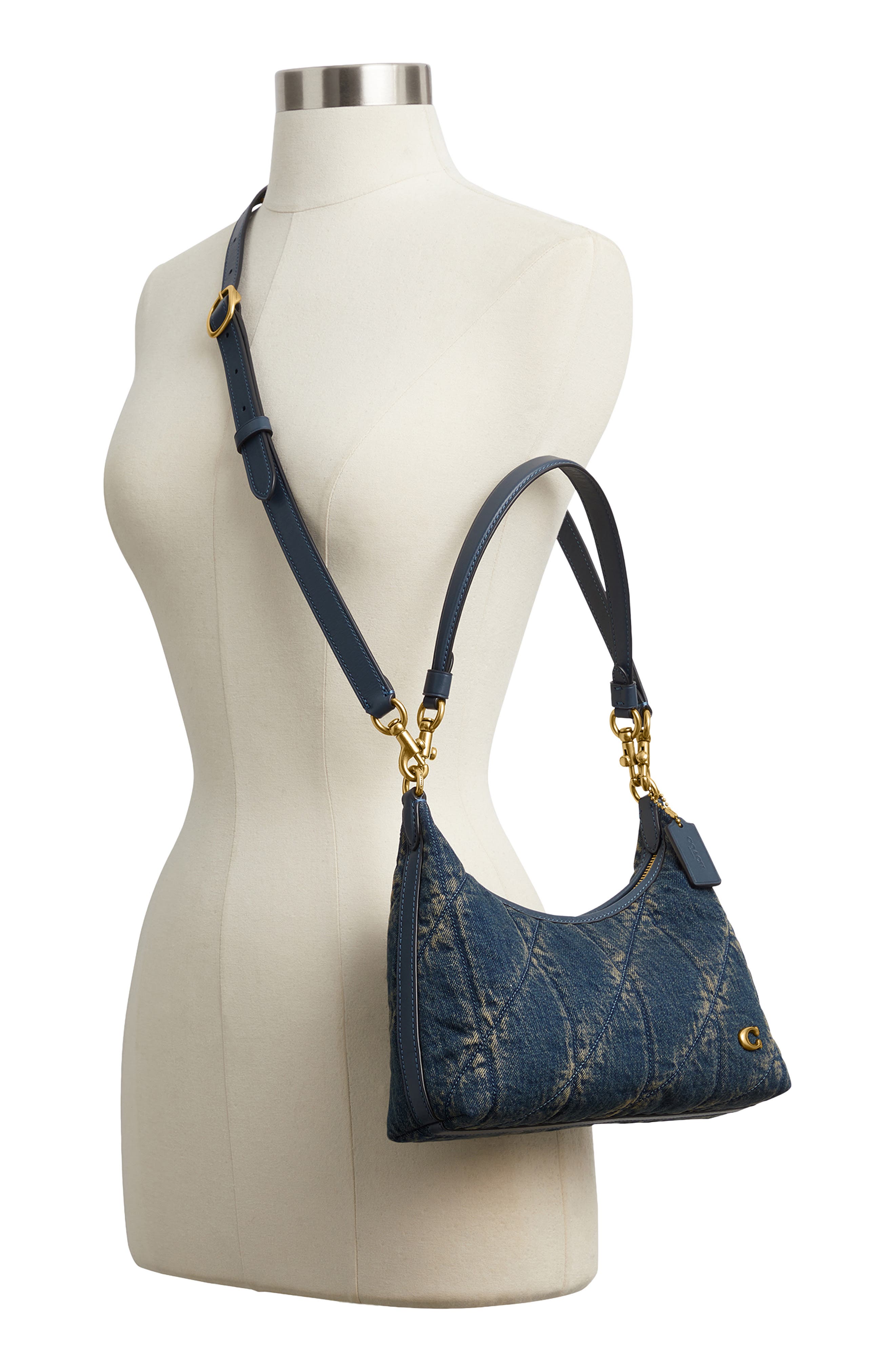 COACH Juliet 25 Quilted Denim Shoulder Bag, Alternate, color, Dark Indigo