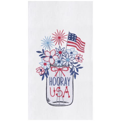 Hooray U.S.A. Flowers Embroidered Cotton Kitchen Kitchen Towel