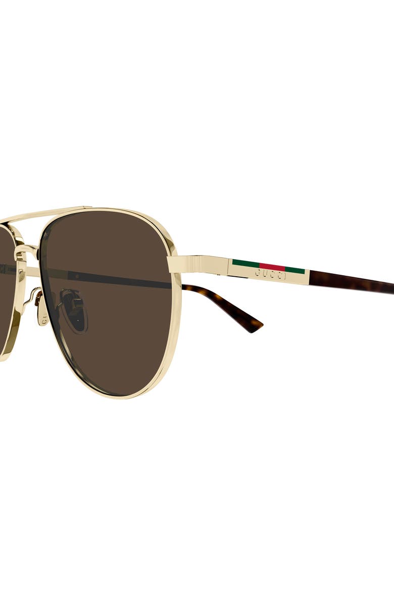 Gucci 56mm Navigator Sunglasses, Alternate, color, Gold