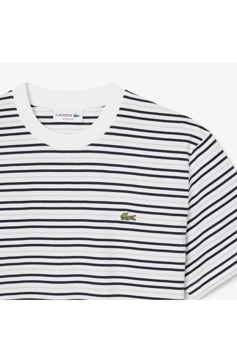 Lacoste Essentials Stripe Cotton T-Shirt, Alternate, color, Blackbird/ Flour