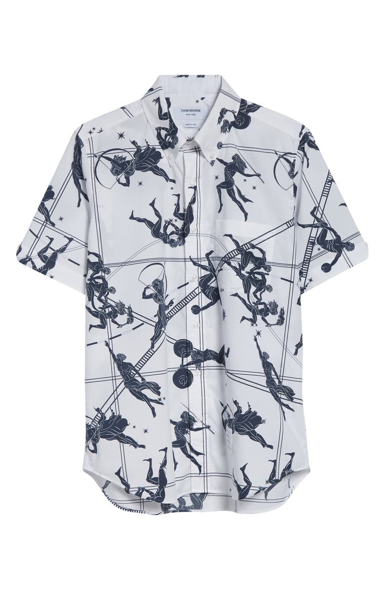 Thom Browne Straight Fit Olympic Constellation Button-Down Shirt, Alternate, color, White