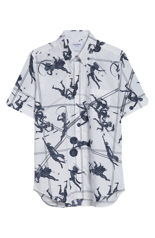 Thom Browne Straight Fit Olympic Constellation Button-down Shirt In White
