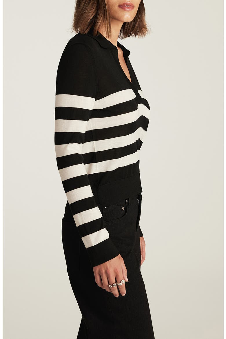 Stripe Polo Sweater, Alternate, color, BLACK STRIPE