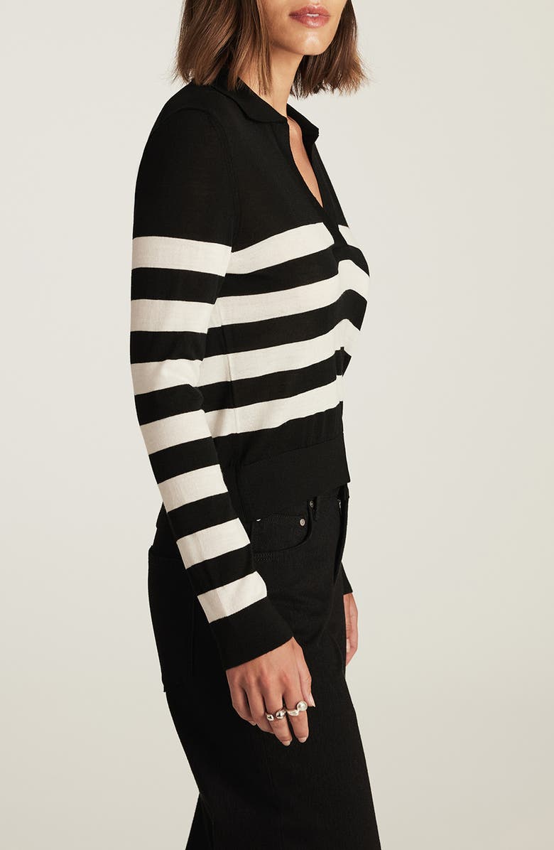 Mavi Jeans Stripe Polo Sweater, Alternate, color, Black Stripe
