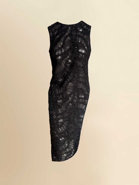 Fleur Sheer Italian Lace Asymmetrical Sleeveless Top