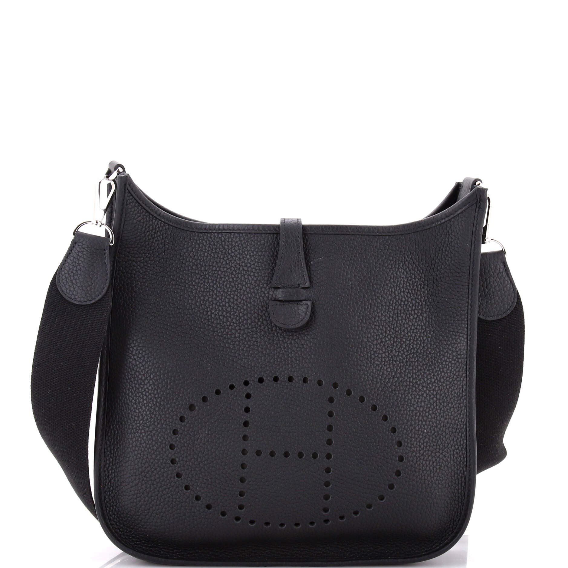 Pre-Owned Hermes Evelyne Bag Gen III Clemence PM, Main, color, Noir