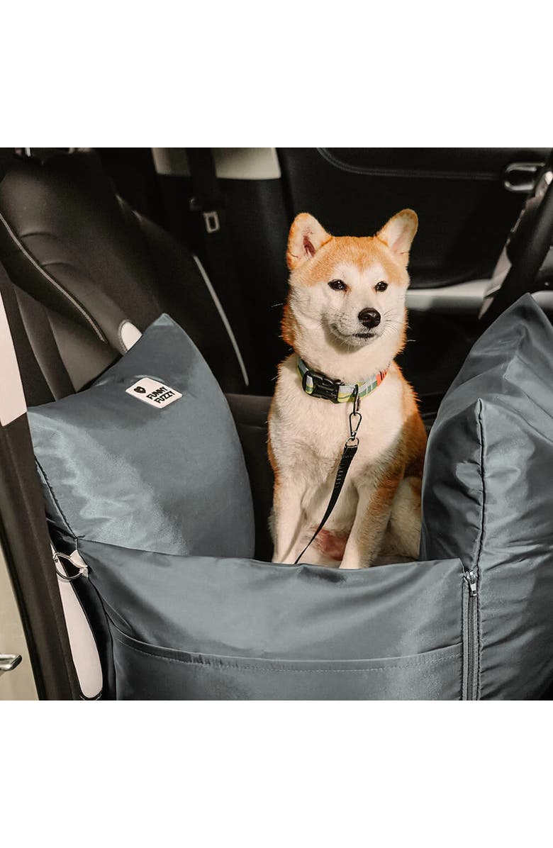 FunnyFuzzy First Class Waterproof Dog Car Seat Bed, Alternate, color, Charcoal Grey
