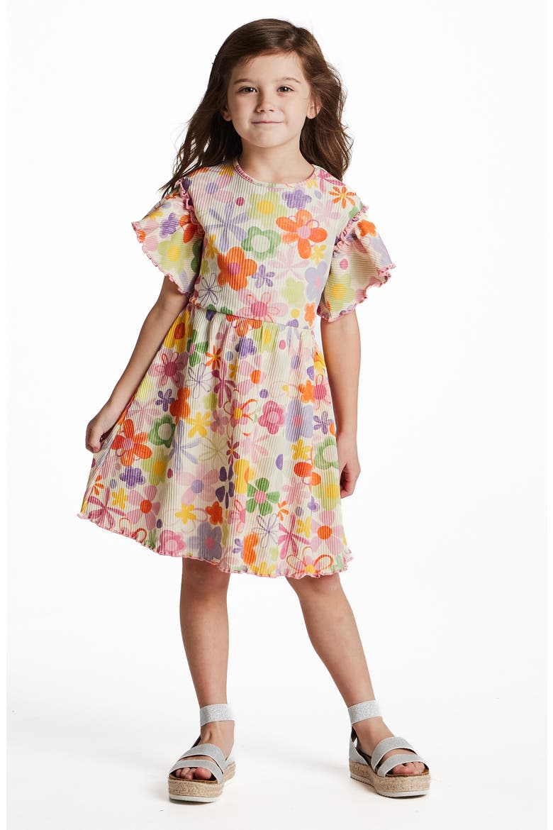 Kids' Rib Print Dress, Alternate, color, WHITE FLORAL