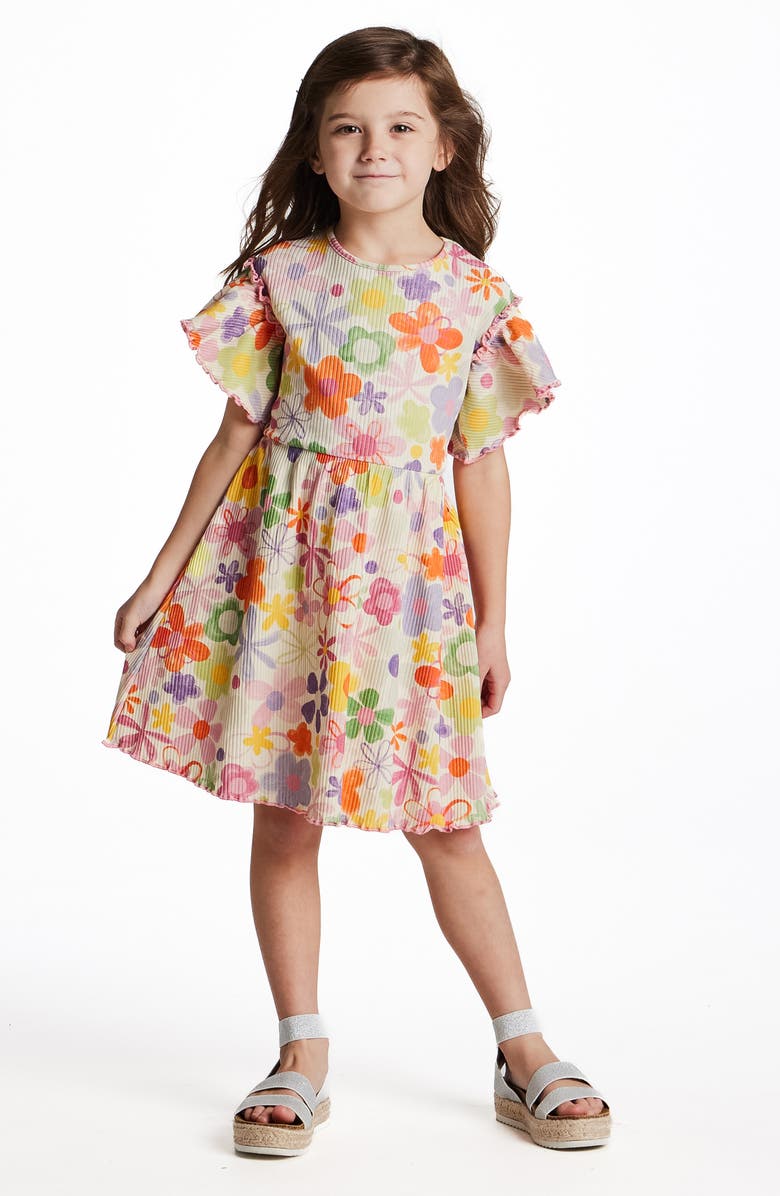 Andy & Evan Kids' Rib Print Dress, Alternate, color, White Floral