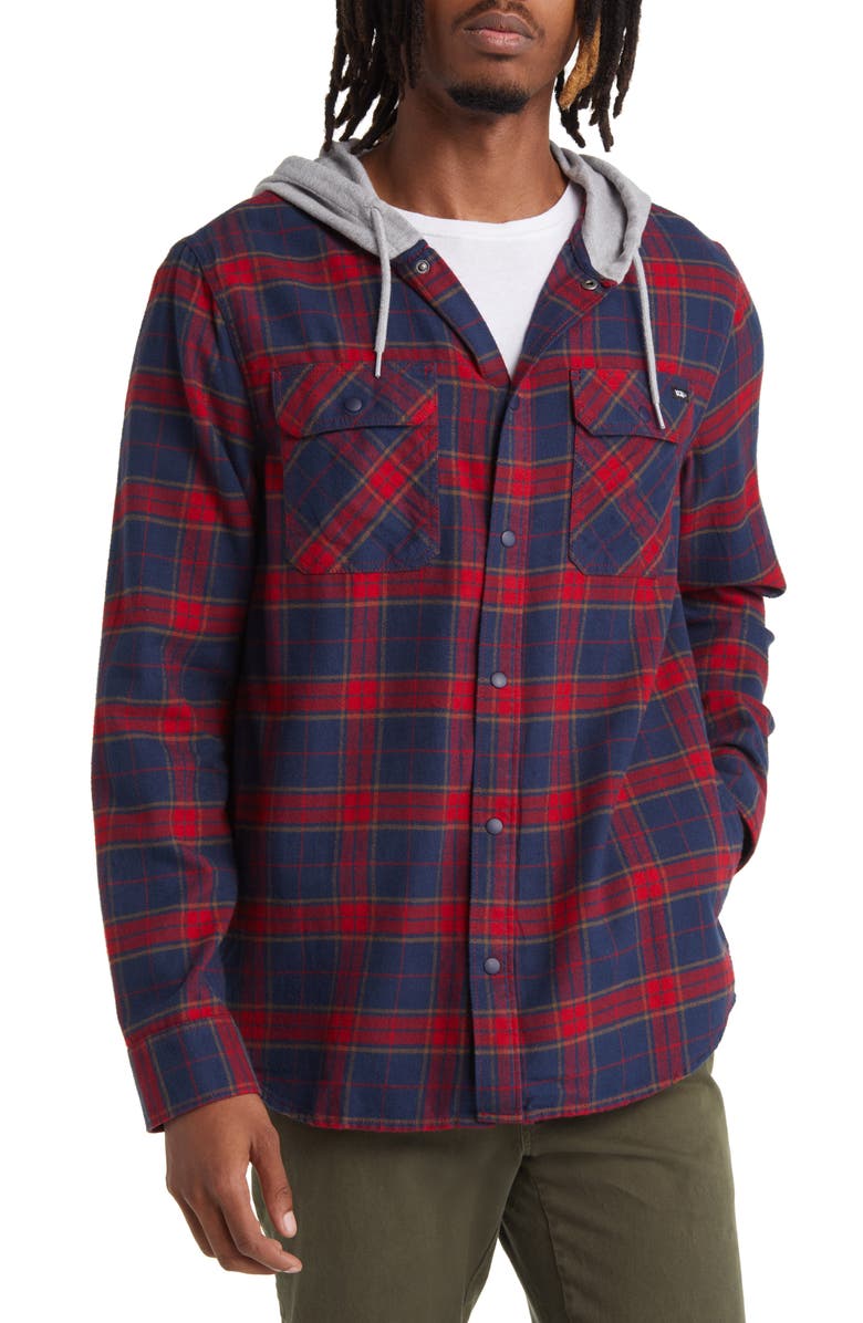 Vans Parkaway II Hooded Plaid Flannel Snap-Up Shirt, Alternate, color, 