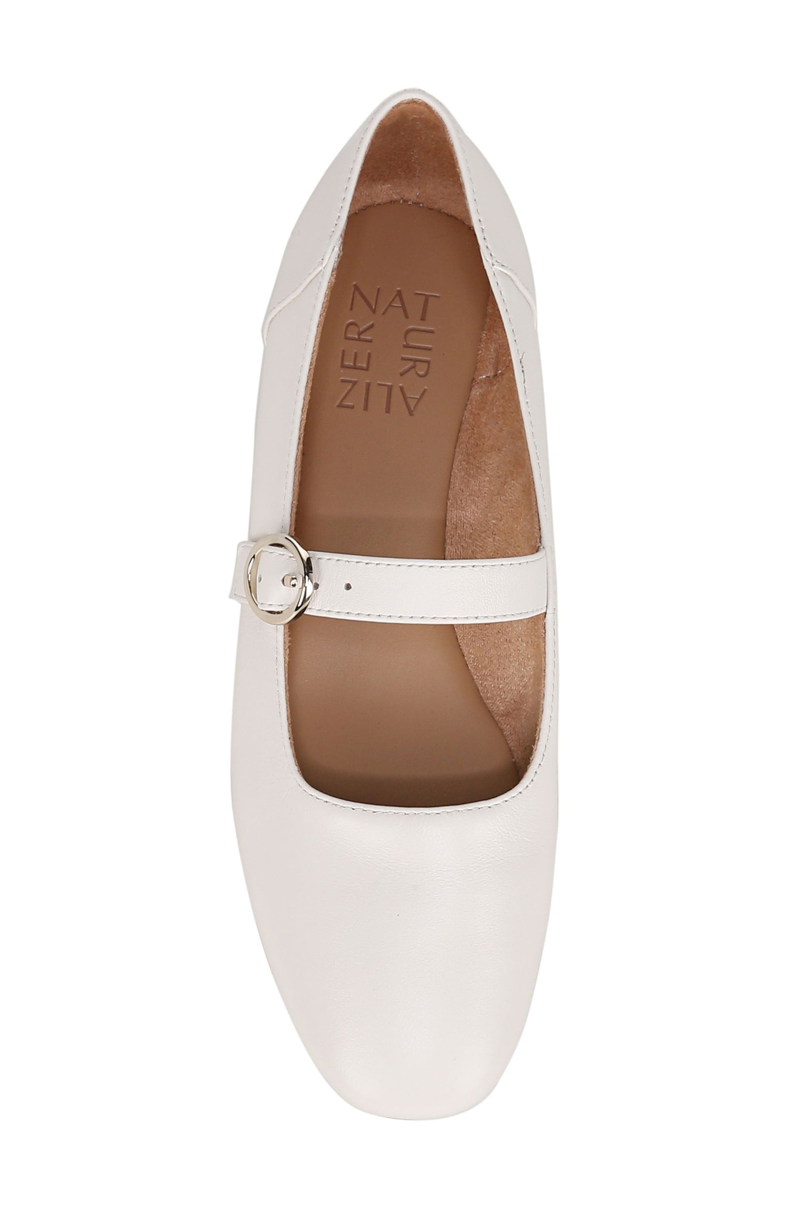Kelly Mary Jane Flat, Alternate, color, WARM WHITE LEATHER