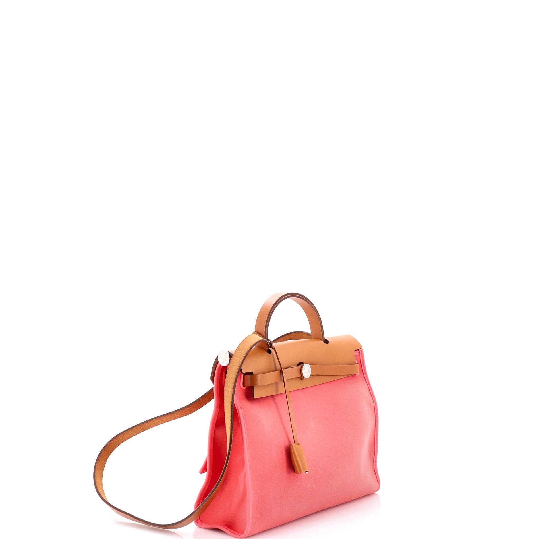 Pre-Owned Hermes Herbag Zip Leather and Toile 31, Alternate, color, Rose Azalee