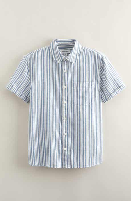 Nordstrom Kids' Short Sleeve Cotton & Linen Button-Up Shirt