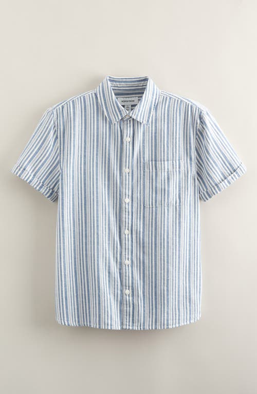 Nordstrom Kids' Short Sleeve Cotton & Linen Button-up Shirt