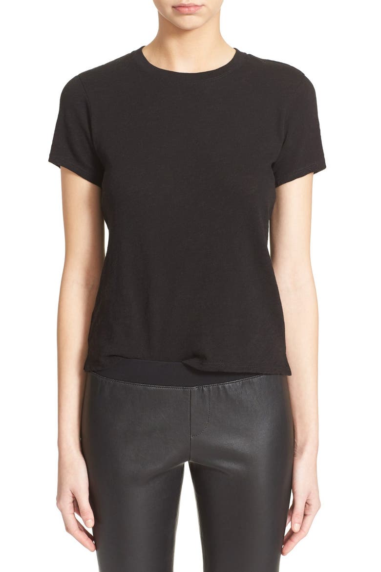 Schoolboy Cotton Crewneck T-Shirt, Main, color, BLACK