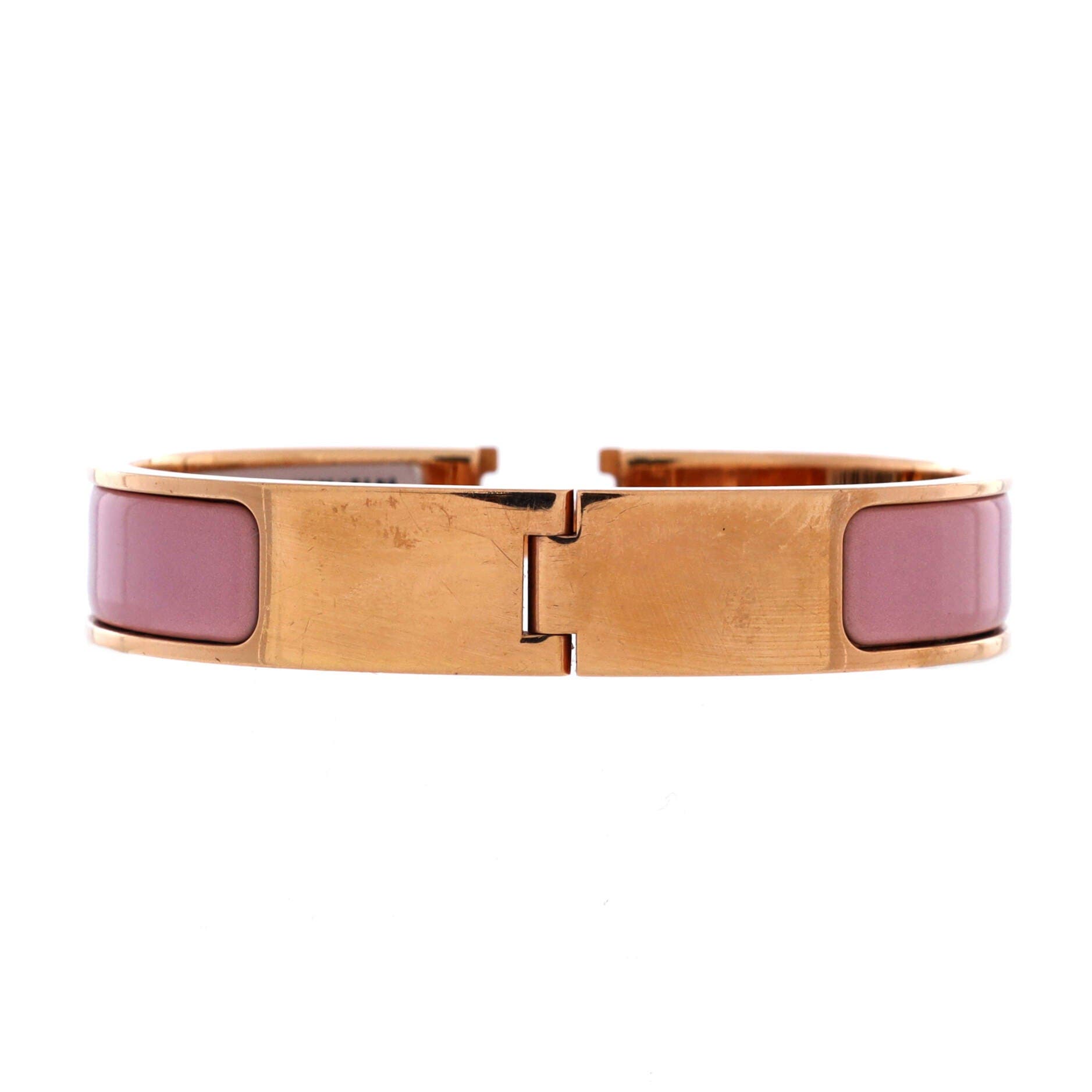 Pre-Owned Hermes Clic H Bracelet Enamel Narrow, Alternate, color, Pink