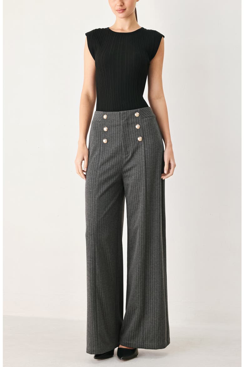Pinstripe Wide Leg Pants, Alternate, color, CHARCOAL/ WHITE