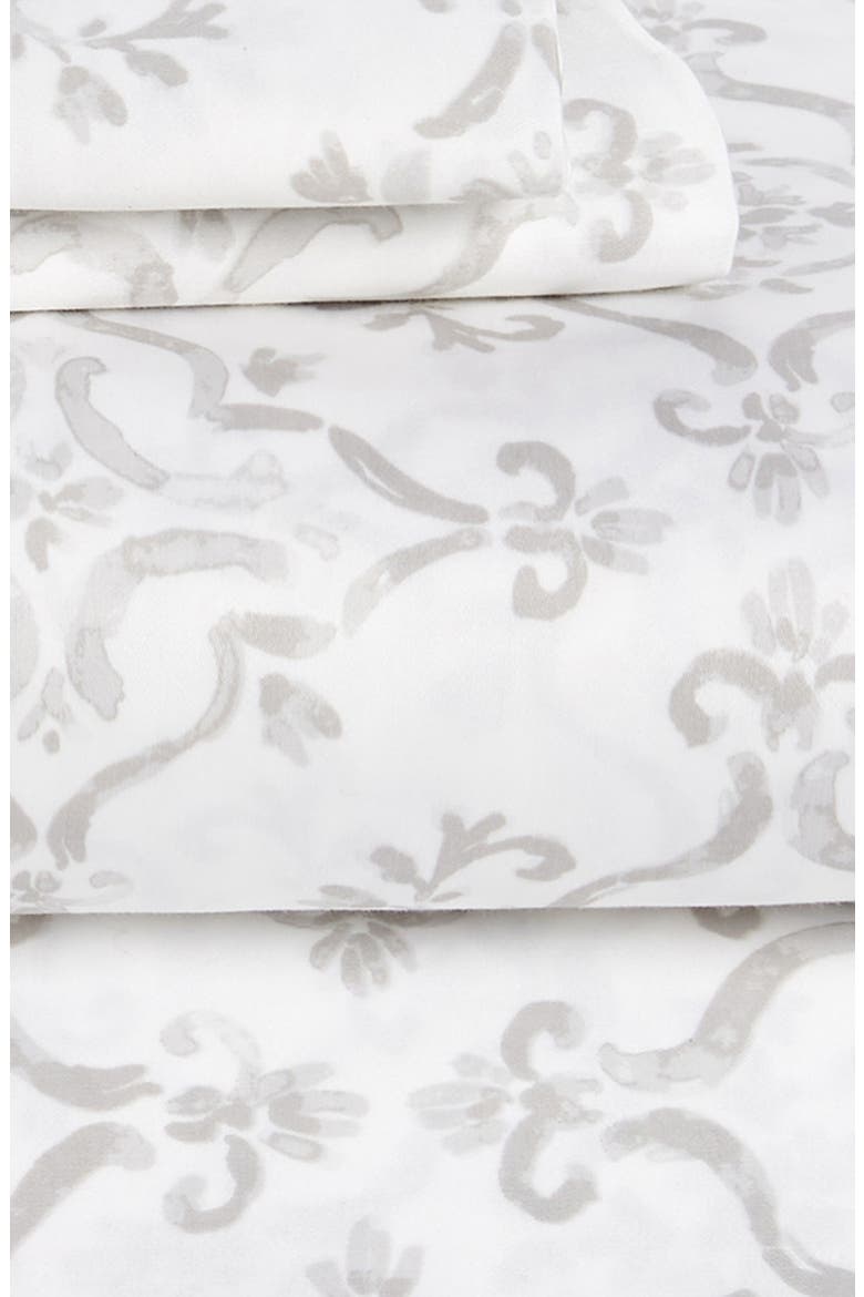 Painted Tile Signature Hemmed Organic Cotton Sheet Set, Alternate, color, PEWTER