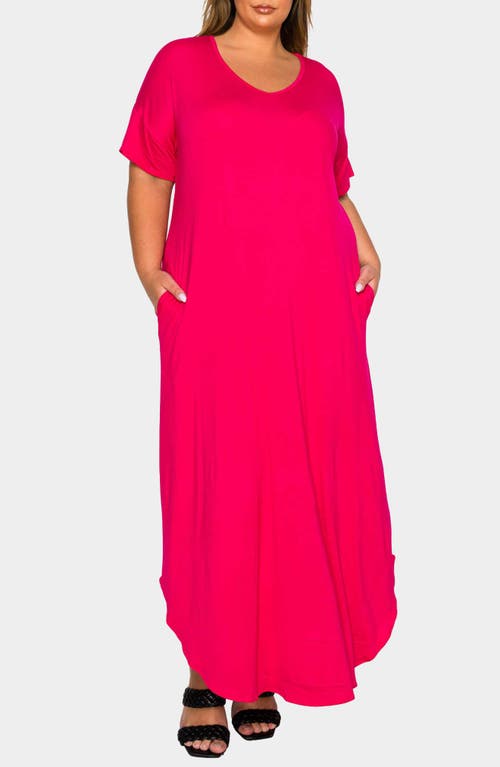 L I V D Short Sleeve Jersey Maxi Dress In Pink