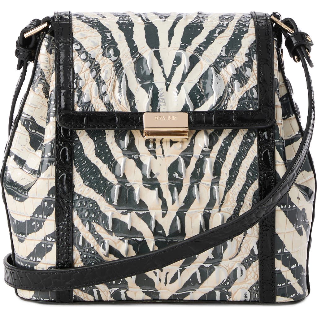 Brahmin Margo Croc Embossed Leather Crossbody Bag In Black