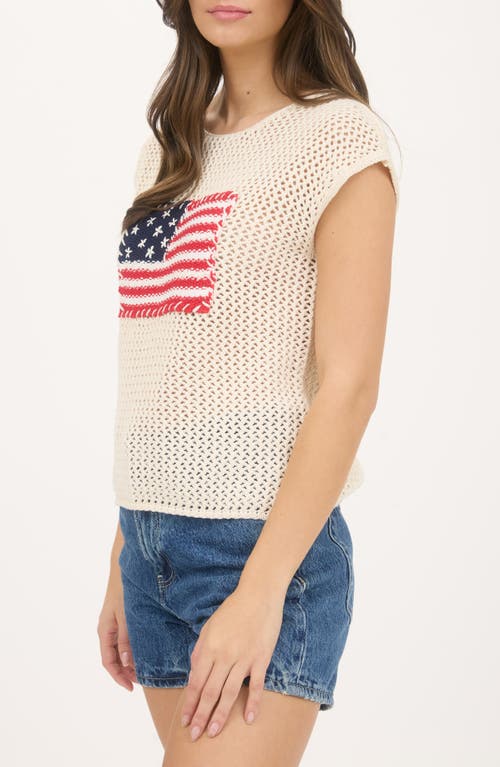 BLU PEPPER BLU PEPPER AMERICAN FLAG CAP SLEEVE OPEN STITCH SWEATER