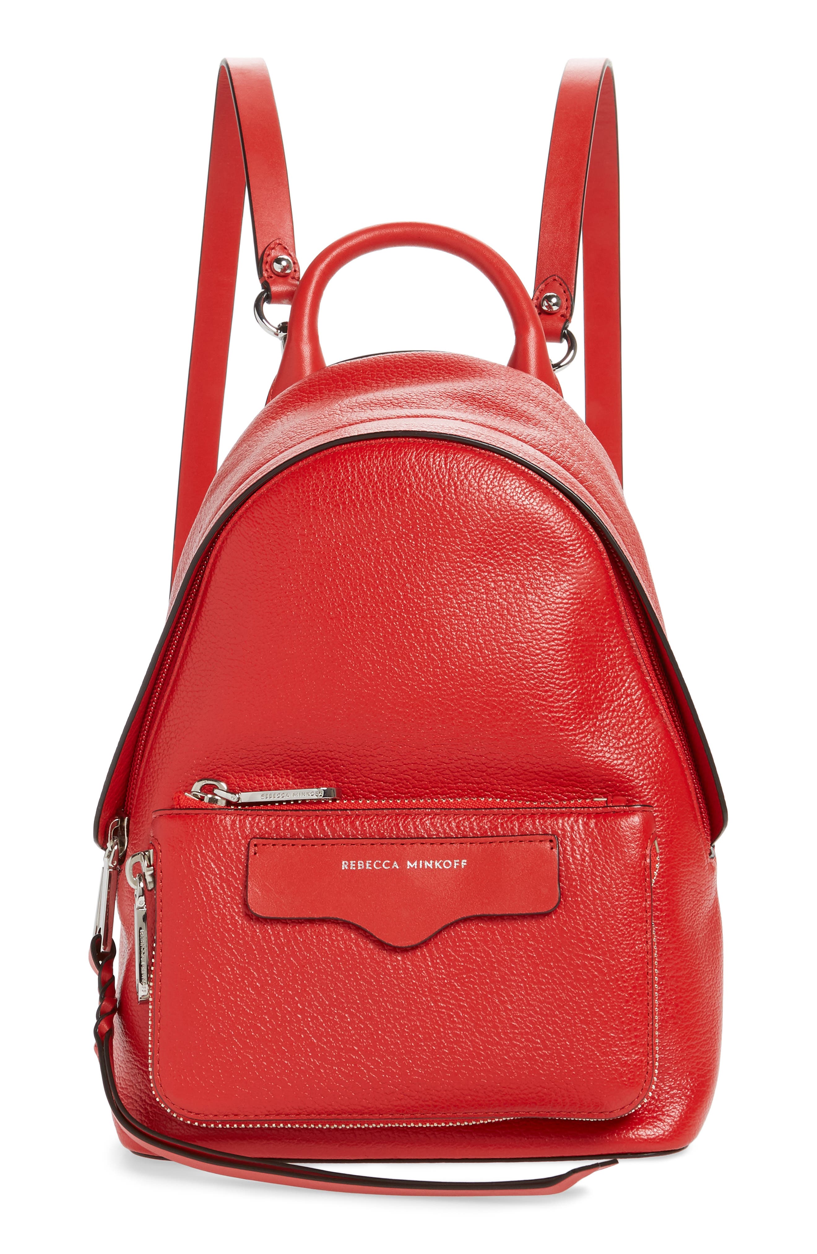 Mini Emma Convertible Leather Backpack, Main, color, TOMATO
