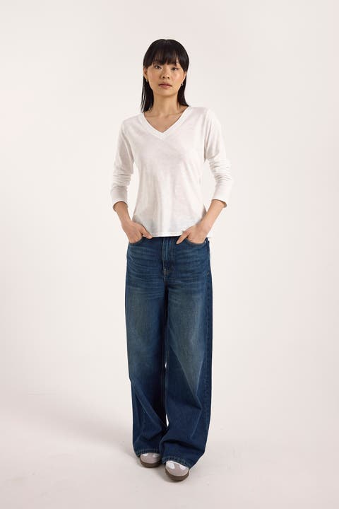 Long Sleeve Cotton V-Neck T-shirt