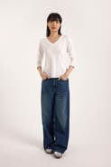 Brodie Pure Cashmere Long Sleeve Cotton V-Neck T-shirt