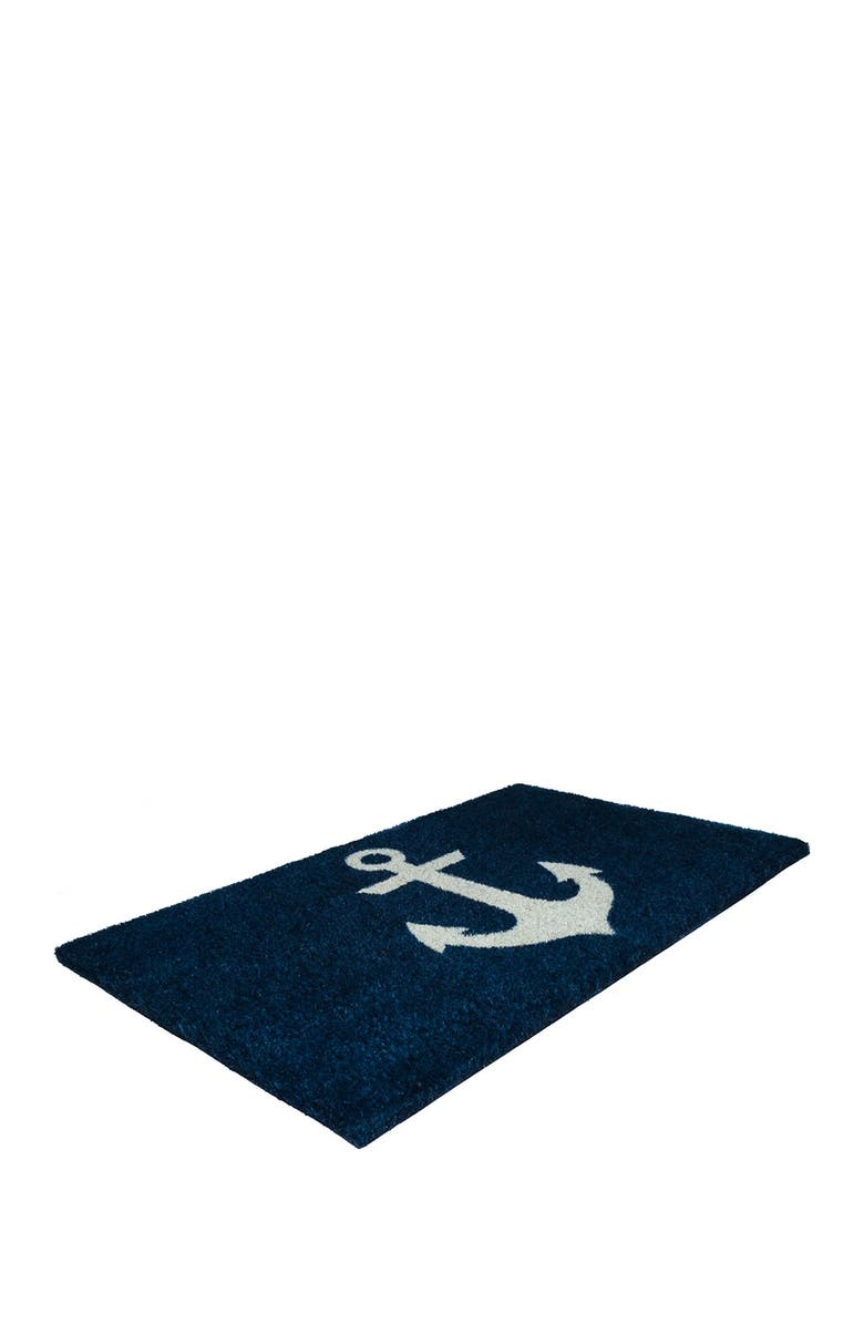 ENTRYWAYS Blue Anchor Non Slip Coir Doormat, Alternate, color, Navy
