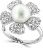 EFFY Cultured Pearl White Topaz Flower Ring