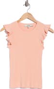 Joie Scalloped Flutter Sleeve Ribbed Top