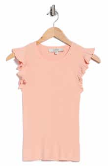 Joie Scalloped Flutter Sleeve Ribbed Top