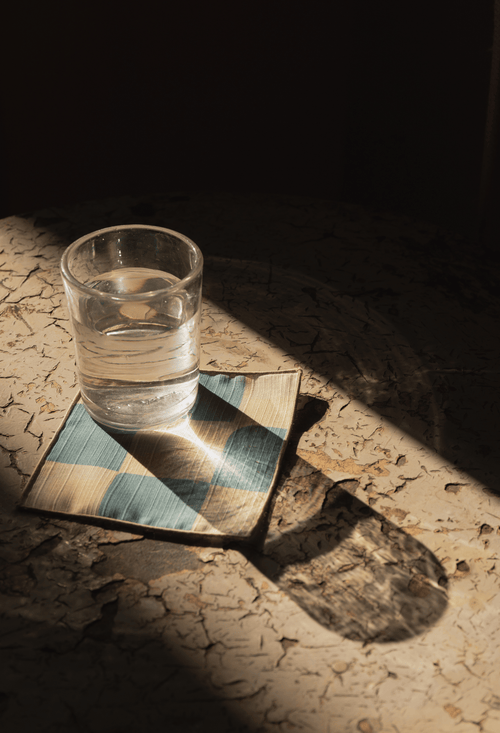 Tortuga Forma Checker Cocktail Napkins Set Of 4 In Blue
