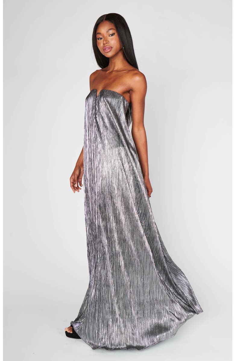 Show Me Your Mumu Athena Maxi Dress, Alternate, color, Pleated Silver