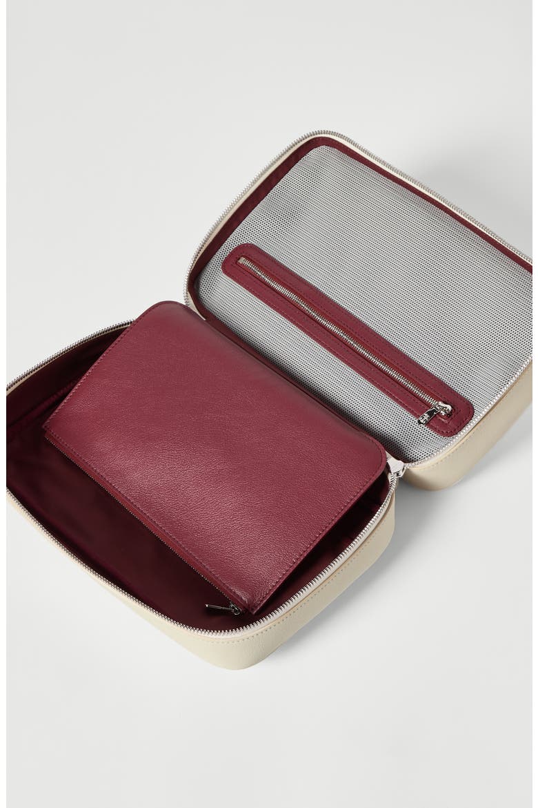 Fine grain calfskin travel beauty case, Alternate, color, White