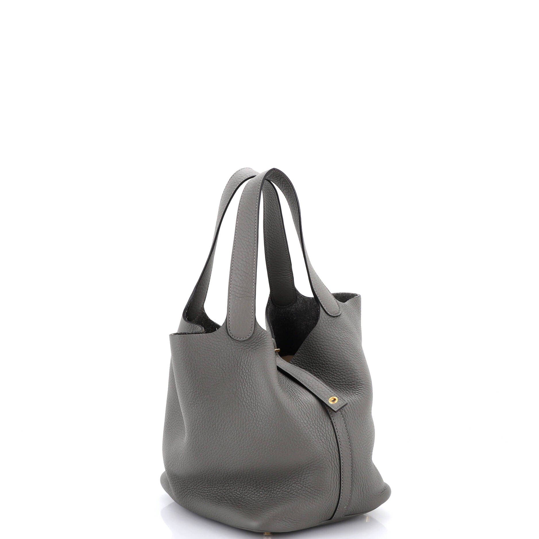 Pre-Owned Hermes Picotin Lock Bag Clemence MM, Alternate, color, Gris Meyer