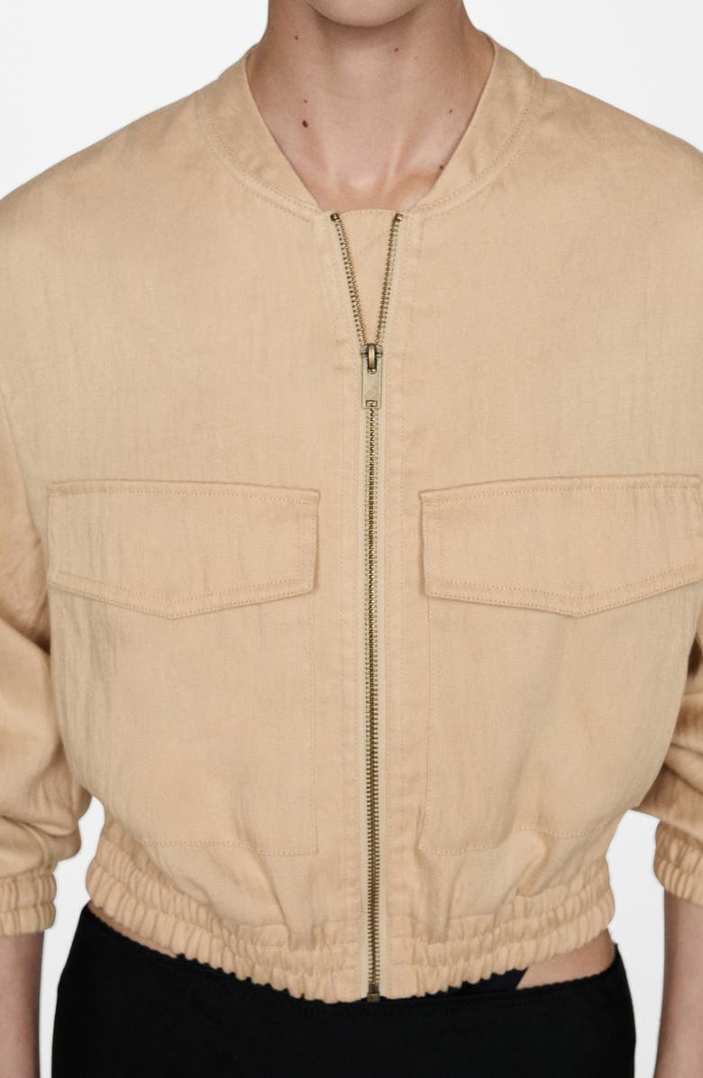 MANGO Flowy Bomber Jacket, Alternate, color, Beige