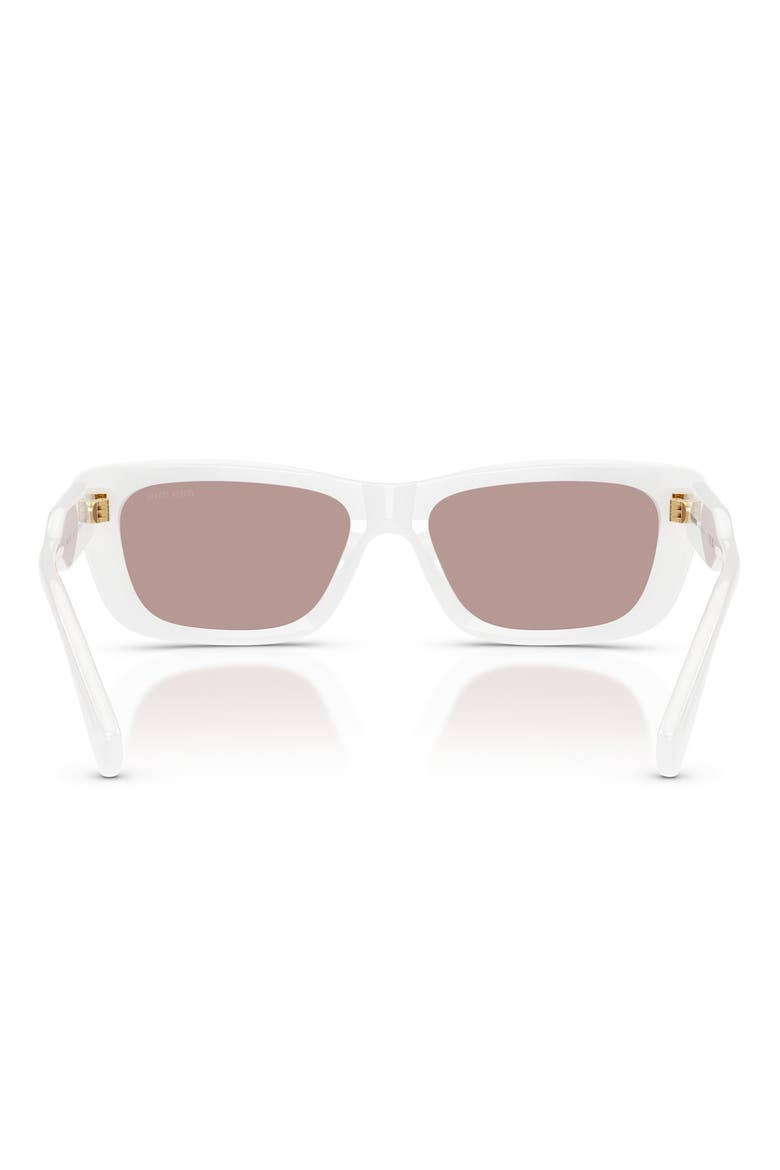 56mm Rectangular Sunglasses, Alternate, color, OPAL WHITE / PURPLE BROWN