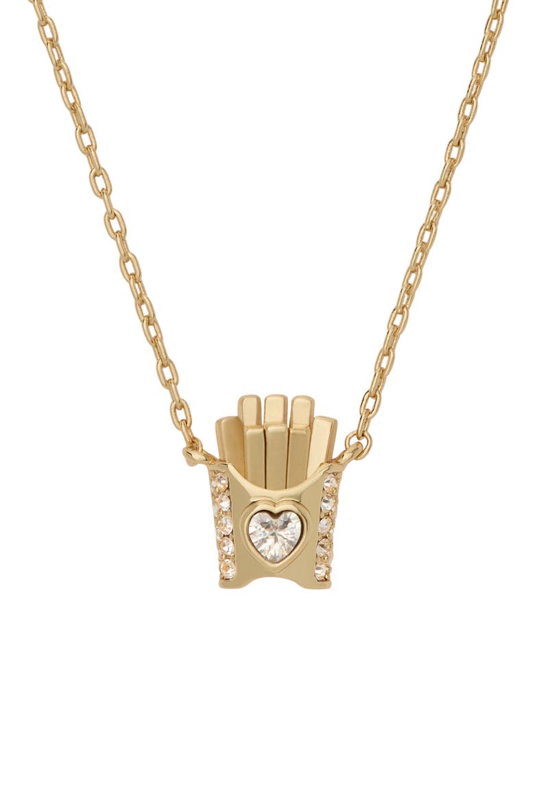happy fry-day pendant necklace, Main, color, CLEAR/GOLD.