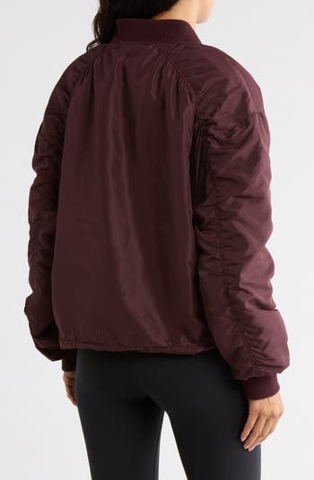 Ruched Sleeve Bomber Jacket