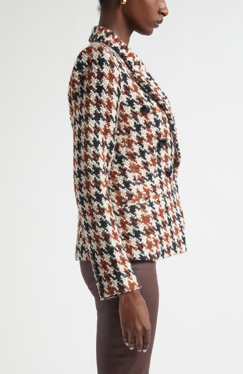 L'AGENCE Marie Houndstooth Double Breasted Blazer, Alternate, color, Black/Brown/Cream Houndstooth