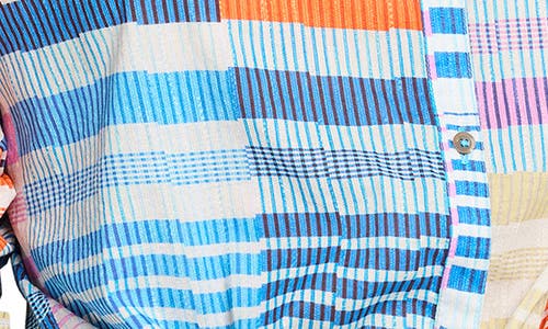 Shop Nic + Zoe Nic+zoe Sunset Stripe Cotton Button-up Shirt In Blue Multi
