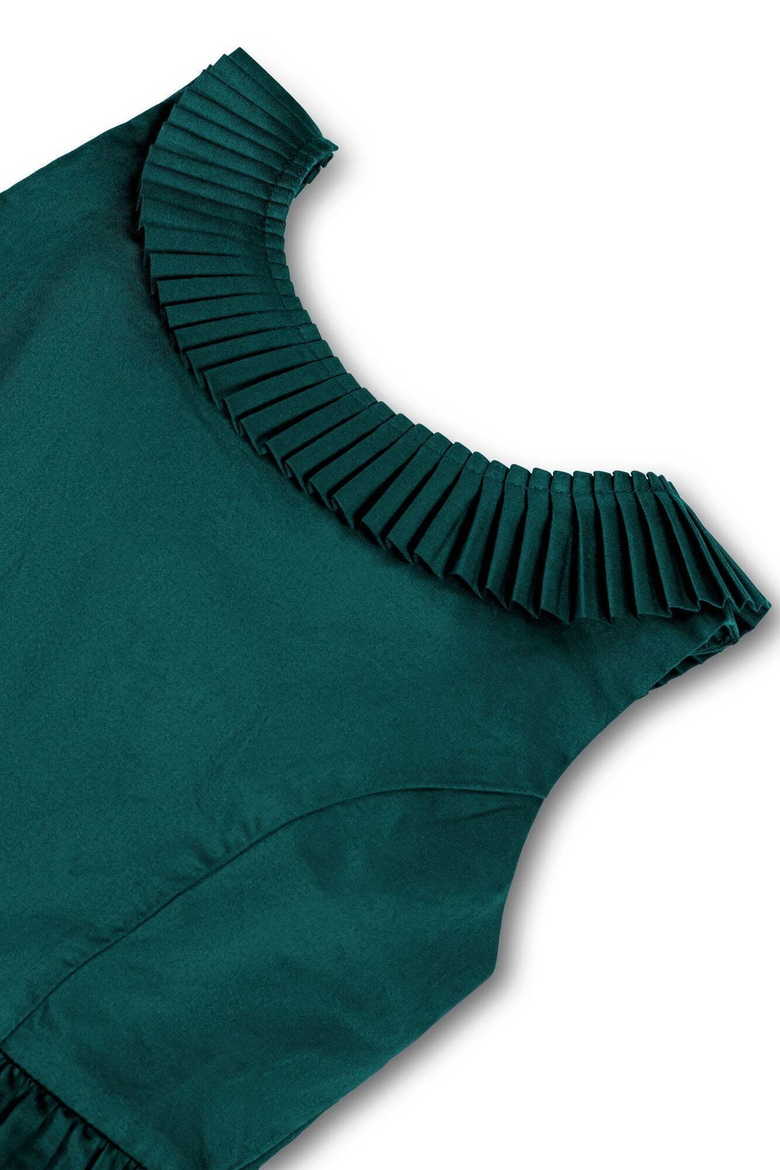 Kids' Organic Pleated Collar Party Dress, Alternate, color, Deep Green