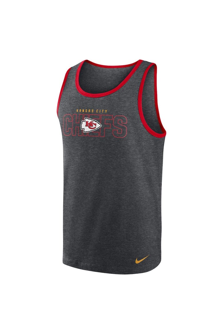 Men's Nike Heathered Charcoal Kansas City Chiefs Tri-Blend Tank Top, Alternate, color, Heather Charcoal
