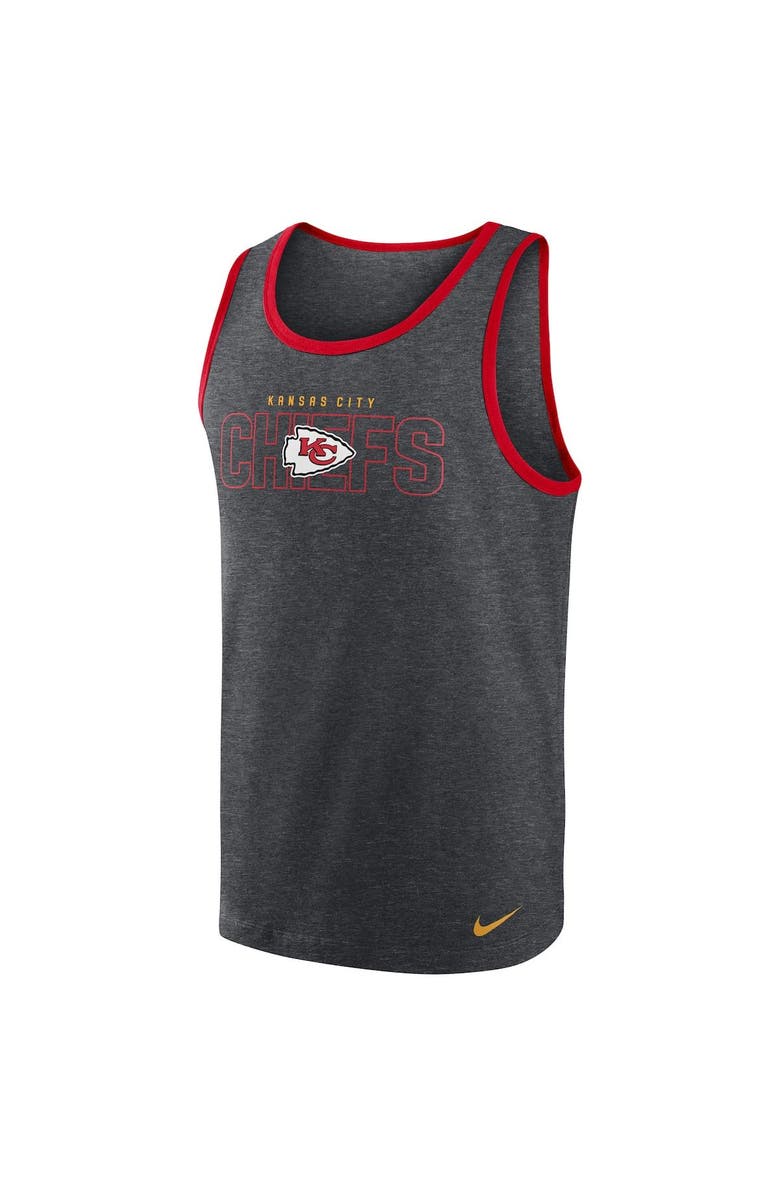 Nike Men's Nike Heathered Charcoal Kansas City Chiefs Tri-Blend Tank Top, Alternate, color, 