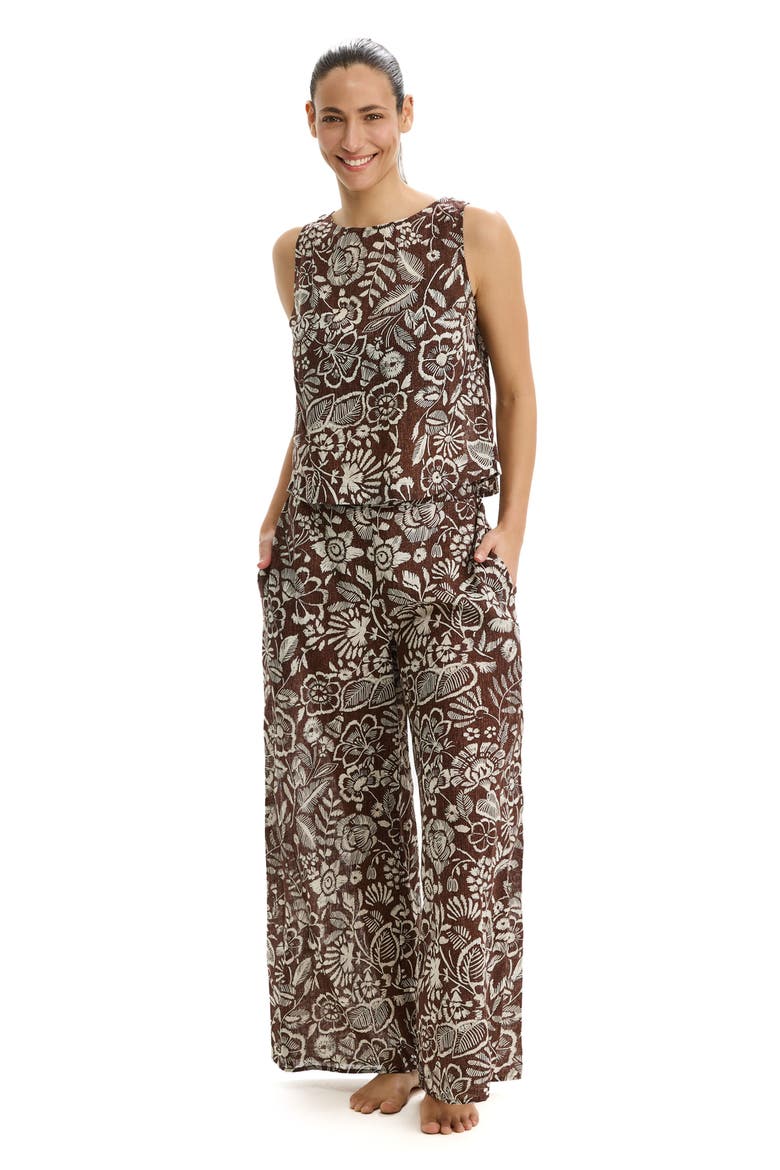 Garden Mist Linen Beach Pant Cover-Up, Alternate, color, Brown