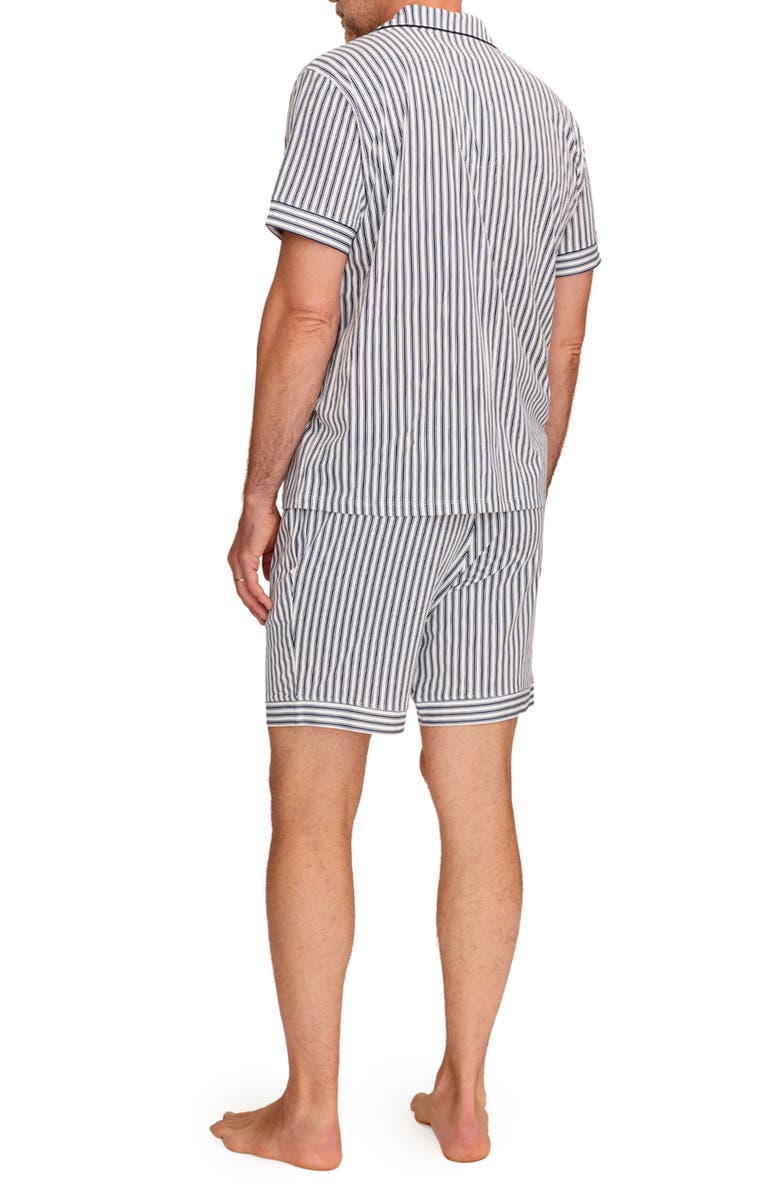 Petite Plume Stripe Pima Cotton Short Pajamas, Alternate, color, Navy