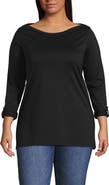 Lands' End Supima Cotton Adjustable 3/4 Sleeve Boatneck Tunic