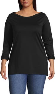 Lands' End Supima Cotton Adjustable 3/4 Sleeve Boatneck Tunic