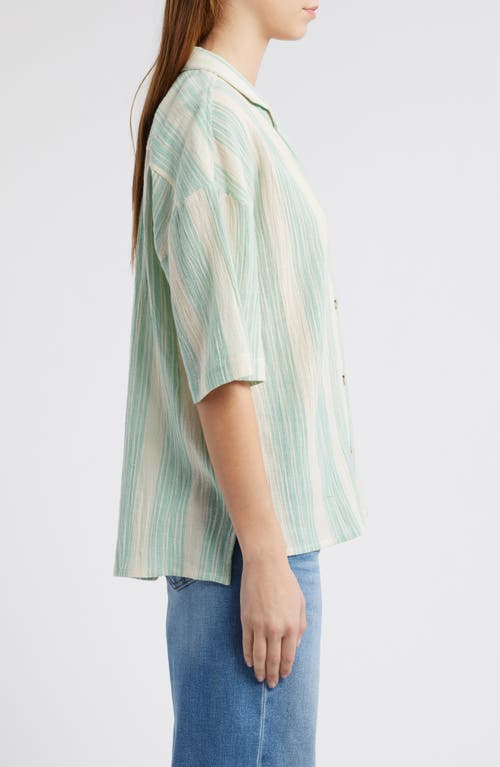Billabong Beachside Stripe Short Sleeve Button-up Shirt In Green